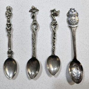 Vintage Souvenir Spoon Lot Rare Rolex Watch Co. Spoon + 3 Italian Pewter Spoons